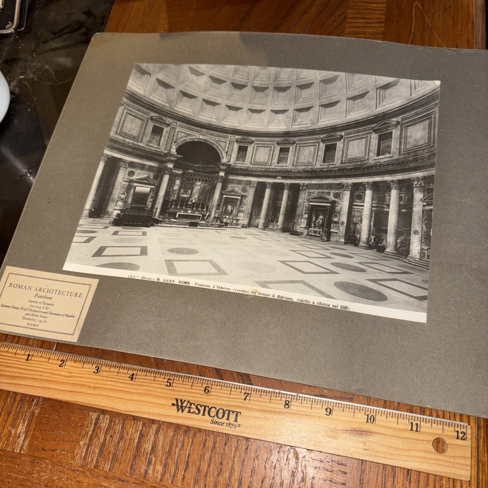 Antique Pantheon Interior of Rotunda Mounted Roman Architecture Photo Rome Italy