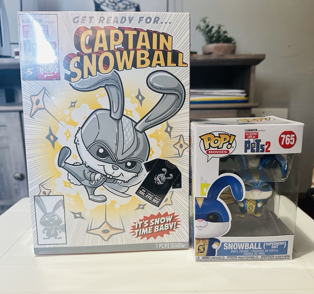 Funko Pop! Captain Snowball #765 & Funko Shirt 3X - Secret Lives Of Pets 2