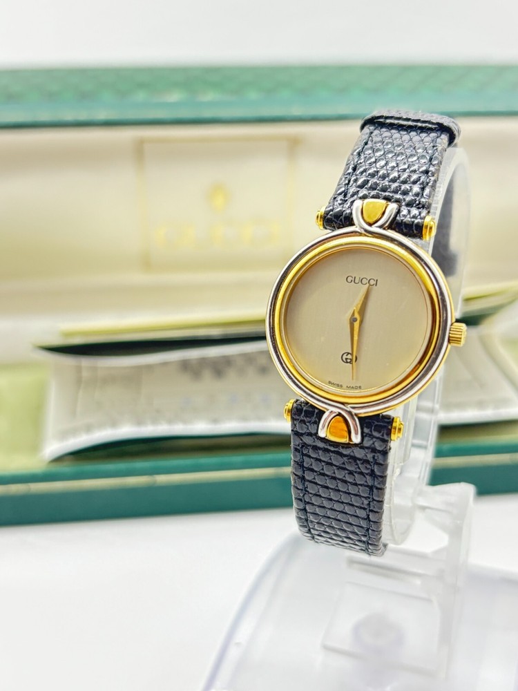 [Near Mint w/Box] GUCCI 4500L Gold Dial Round Women's Quartz Watch Used Working