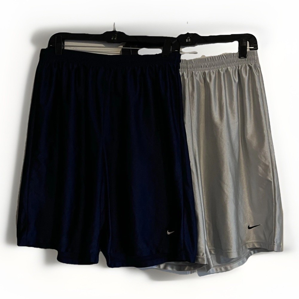 VTG 90s Nike Bundle of 2 Made In USA Men's XL Gym Basketball Shorts Blue Lt Gray