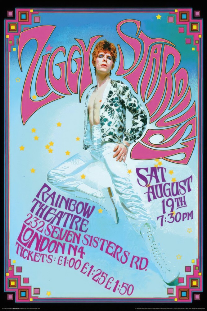 David Bowie - Pop-Art Music Poster (Ziggy Stardust - Rainbow Theatre) (24 x 36