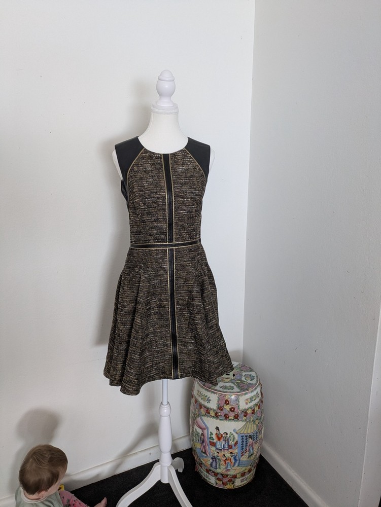 J Mendel leather tweed cocktail dress 6 NWOT
