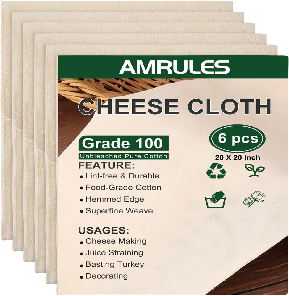 Cheese Cloths for Straining 6PCS 20X20 Inch Grade 100 Cheese Cloth Reusable