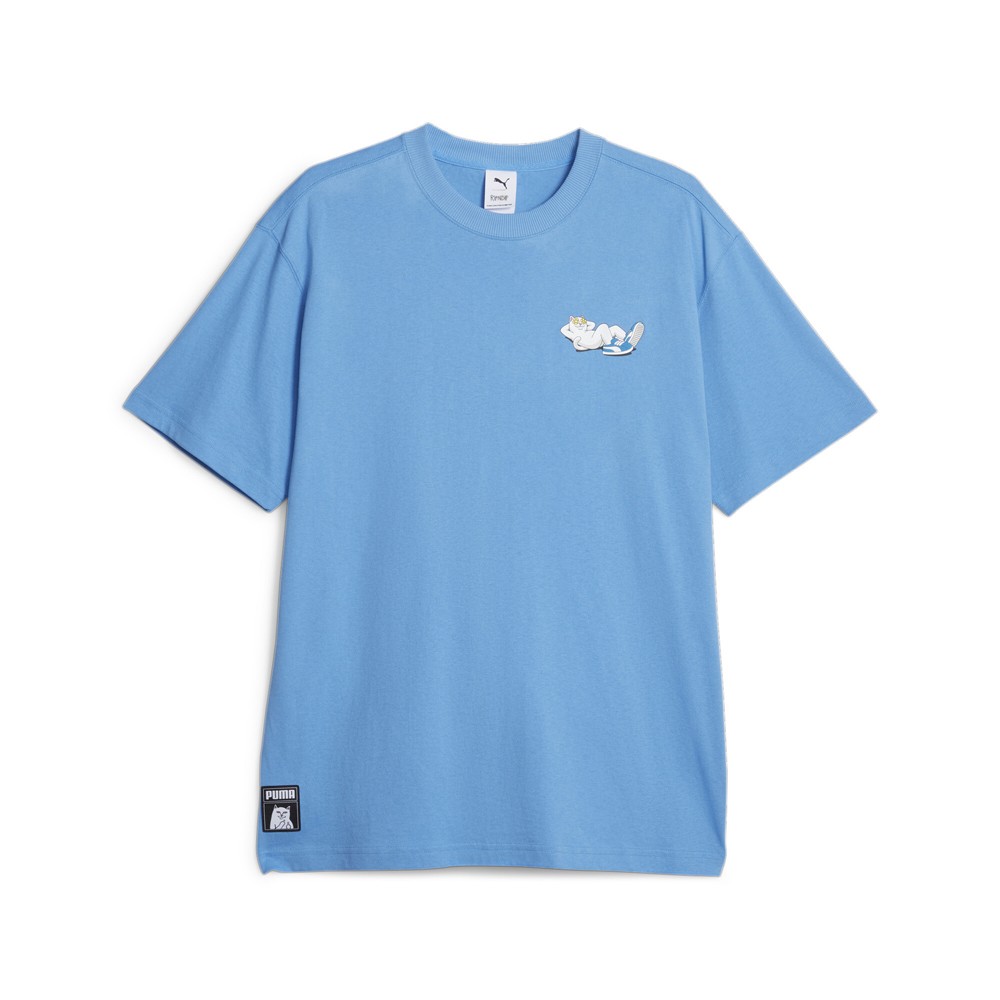 PUMA  X  Graphic Crew Neck Short Sleeve T-Shirt Mens Blue Casual Tops 62219627