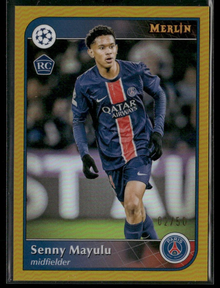 2024-25 Topps Merlin Soccer Senny Mayulu #24 Gold Refractor RC Rookie 02/50