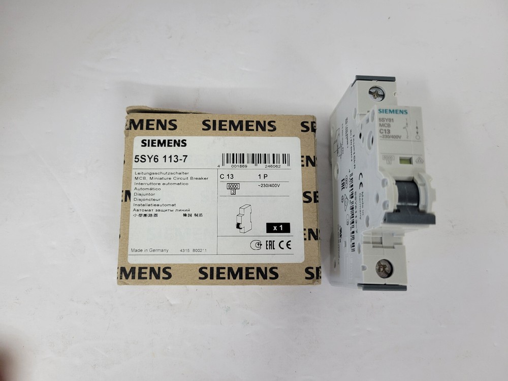 New No Box Siemens Miniature Circuit Breaker 5SY6113-7  1-pole 230-400VAC