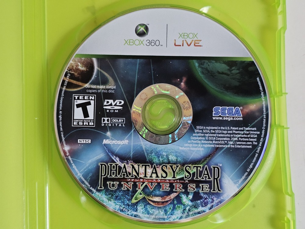Phantasy Star Universe (Microsoft Xbox 360, 2006) Clean, Disc Only, Tested