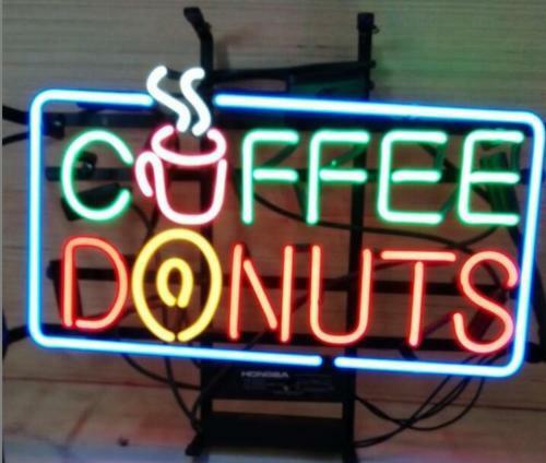 Hot Coffee Donuts Cafe Neon Light Sign 20x16 Inches Espresso Wall Decor Lamp