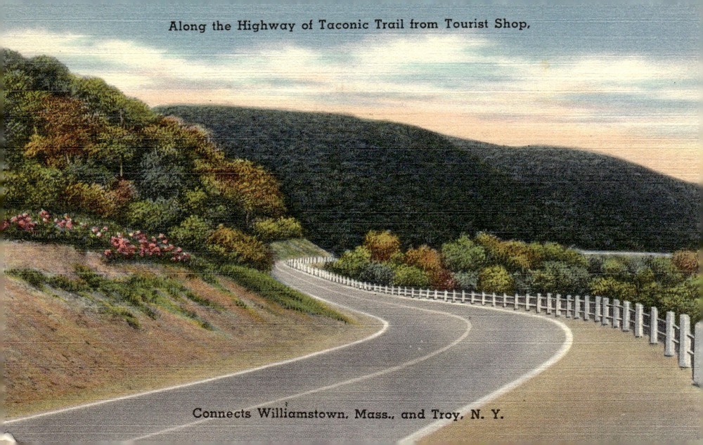 1951 Taconic Trail Highway Williamstown Mass Troy NY Linen Vintage Postcard