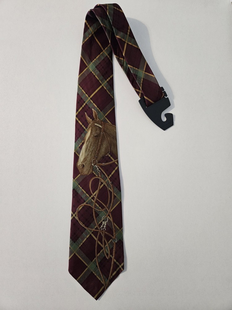Vintage Polo Ralph Lauren Equestrian Horse Hand Made Silk Necktie USA.