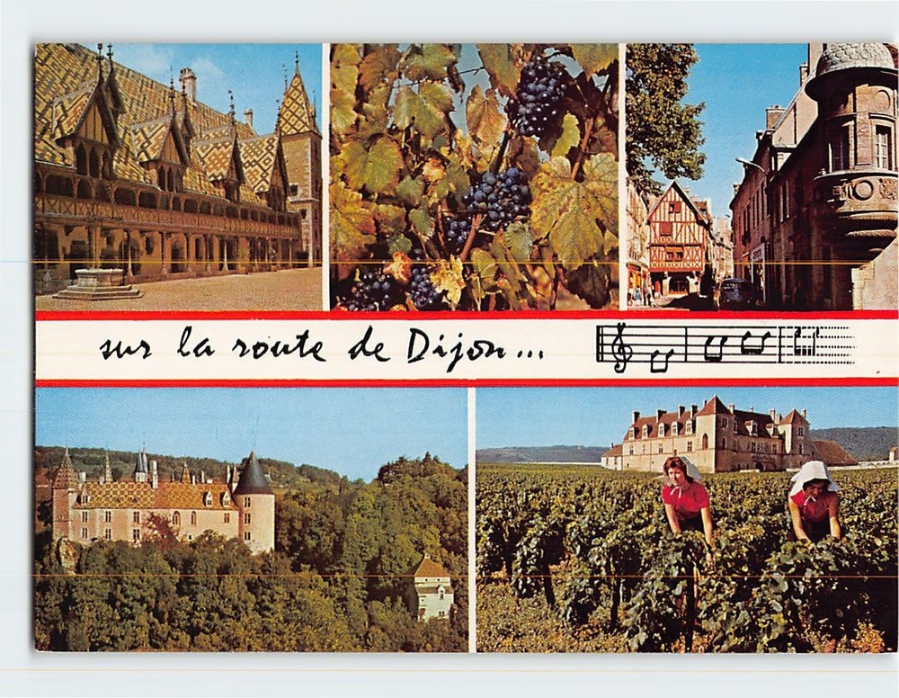 Postcard Route de Dijon in the Burgundy Region of France