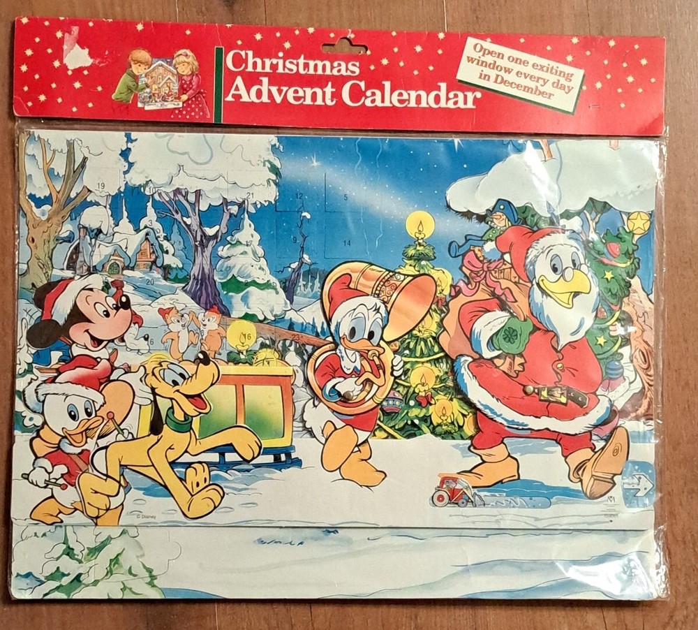 Vintage Walt Disney Advent Calendar 3-D Christmas Count Down Mickey Donald Pluto