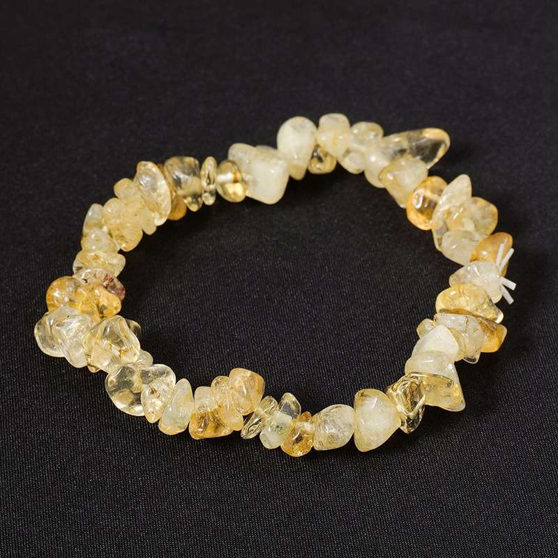 Natural Citrine Quartz Crystal Chip Stone Bead Stretchy Bracelet Amulet Healing