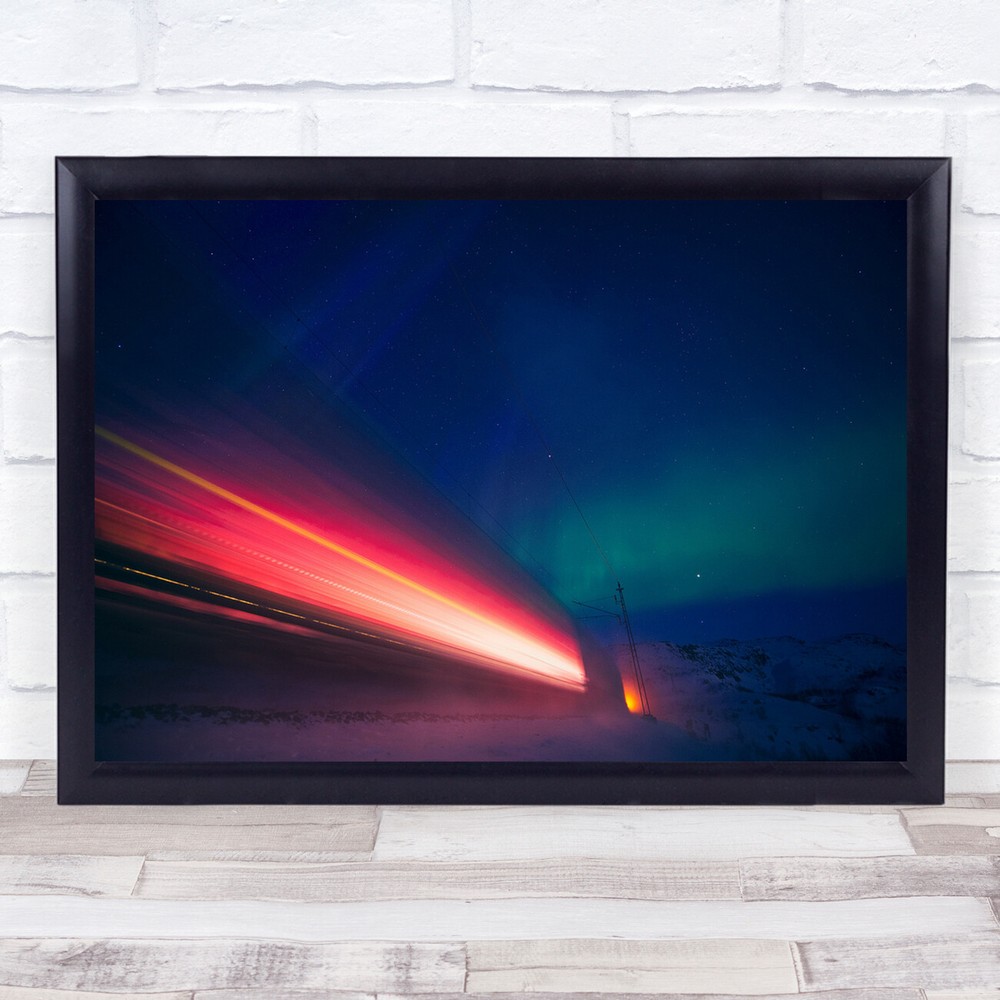 Polar Express Train Northern Lights Christmas Wall Art Print Norway Narvik Kiruna