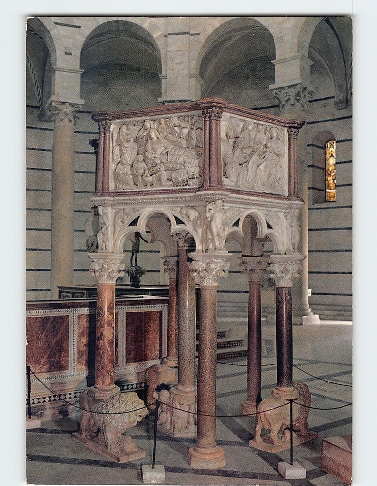 Postcard Pulpit in the Battistero di San Giovanni Pisa Italy