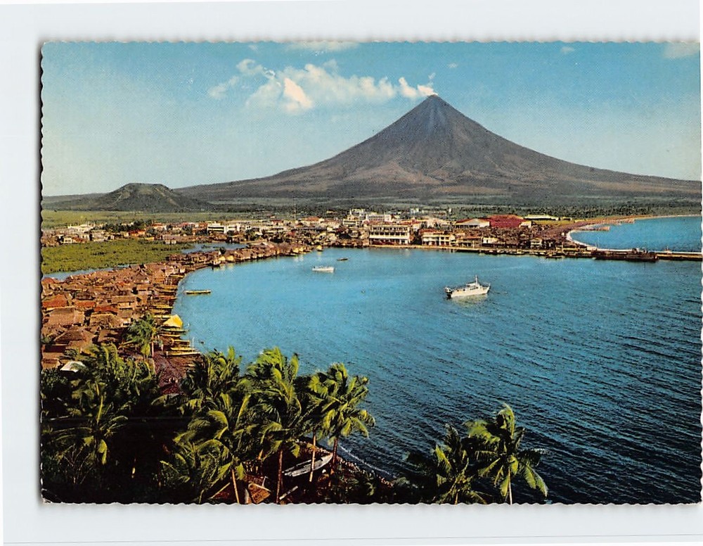 Postcard Panoramic View Mayon Volcano Legazpi City Philippines