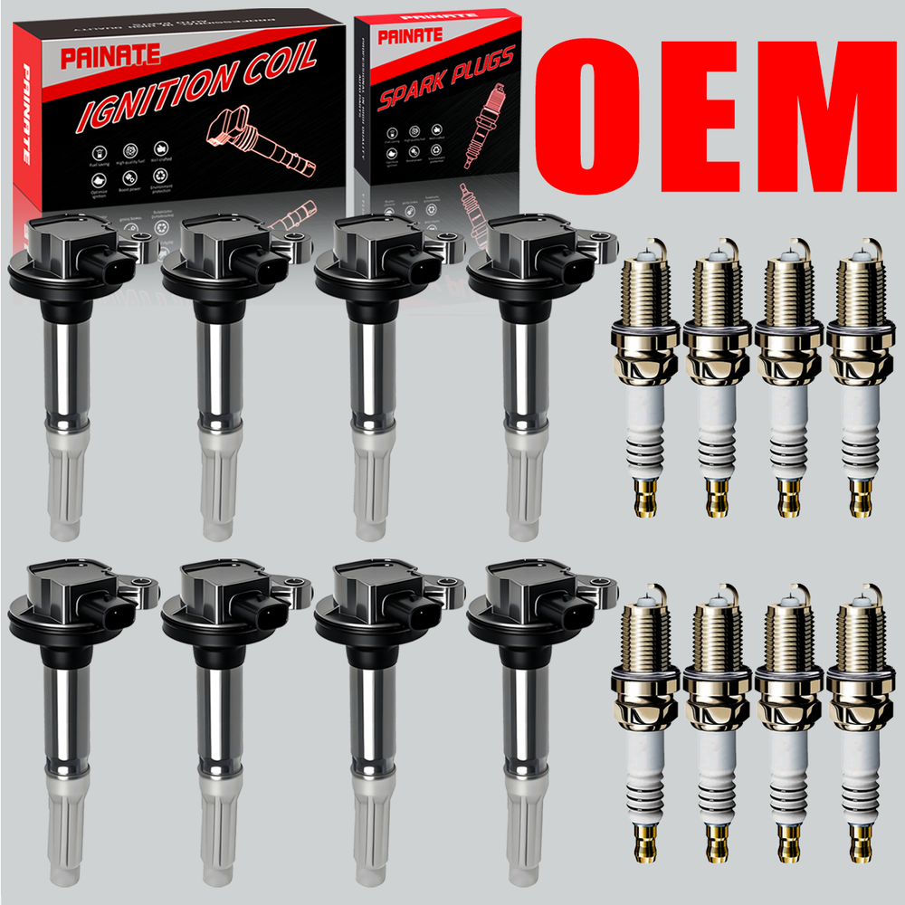 8X OEM Brand Ignition Coil & Iridium Spark Plug For F-150 Mustang 5.0L V8 UF622