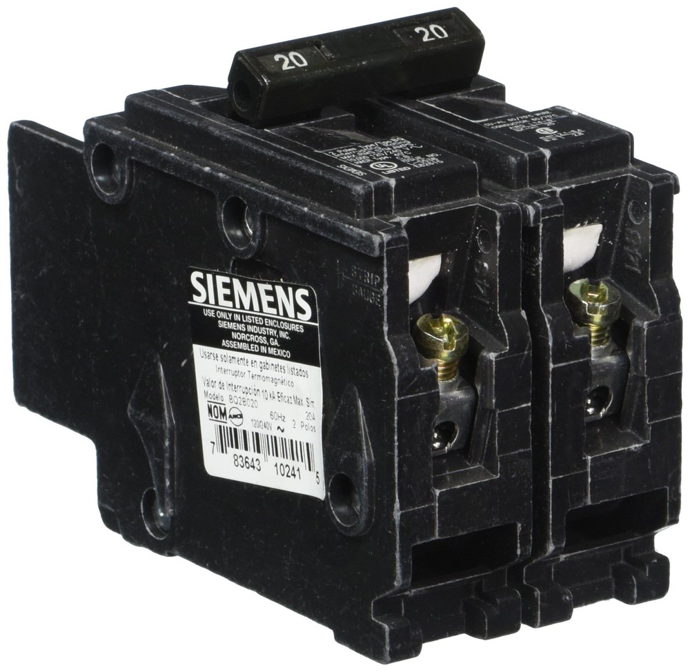 SIEMENS BQ2B020 20-Amp Double Pole 120/240-Volt 10KAIC Lug Out Breaker COLOR