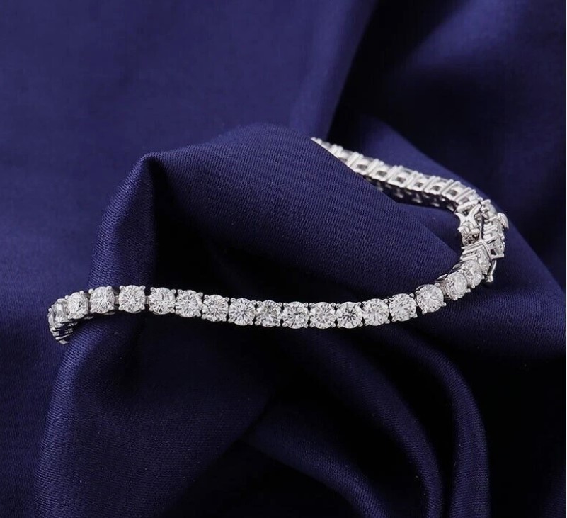 6.20 Ct Round Lab Grown Diamond Certified Tennis Bracelet 14k White Gold Plated