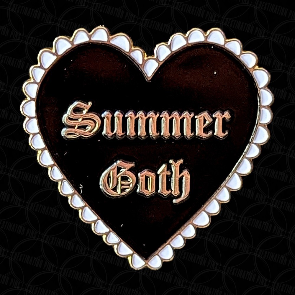Summer Goth Black Heart Spooky Enamel Pin