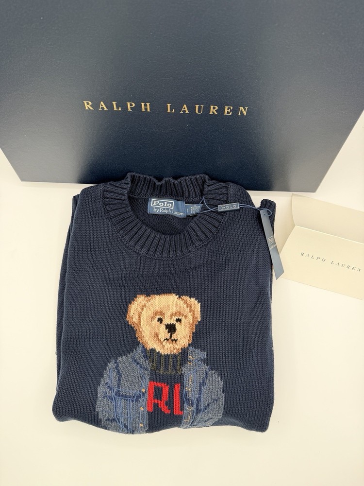 Polo Ralph Lauren Sweater Polo Bear Men’s Large Navy RL Pullover Crewneck
