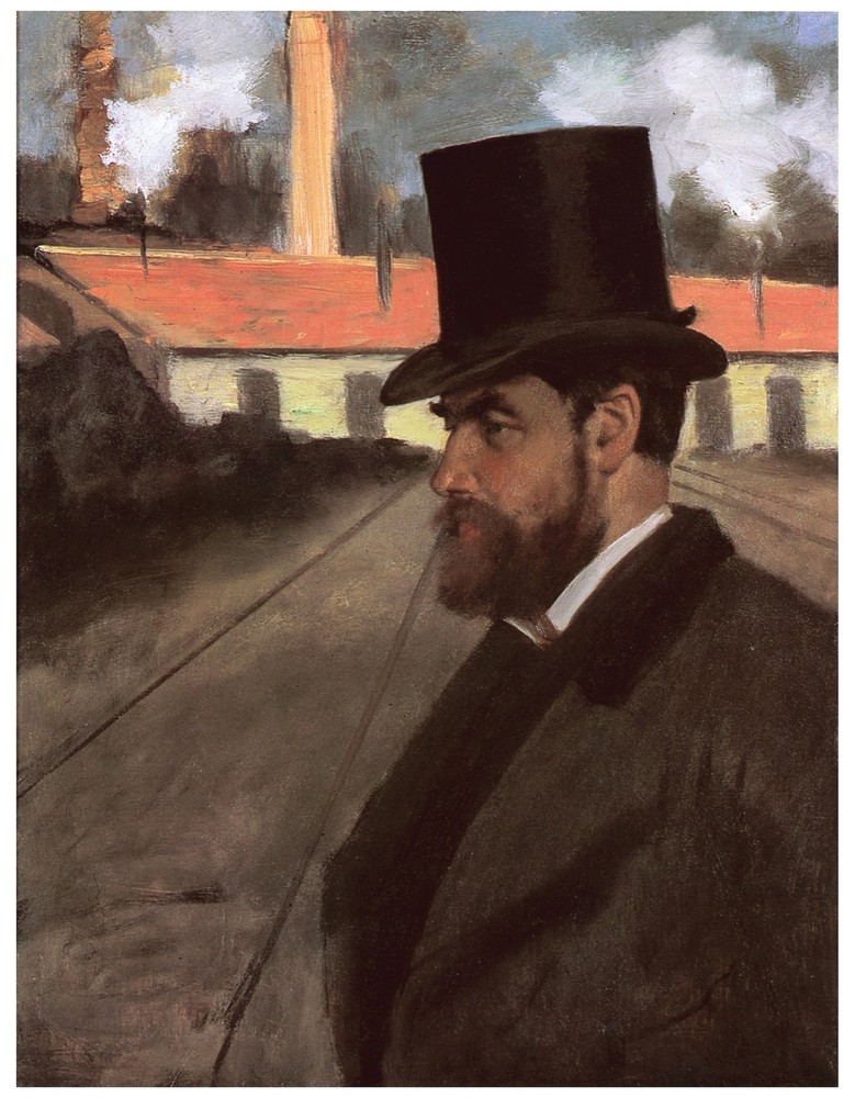 Decor Poster. Fine Graphic Art Design. Man by railroad station. Wall Art. 1844