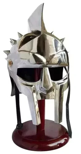 Medieval Gladiator Helmet, Steel, Spartan Warrior Mask with Crest, Roman Replica