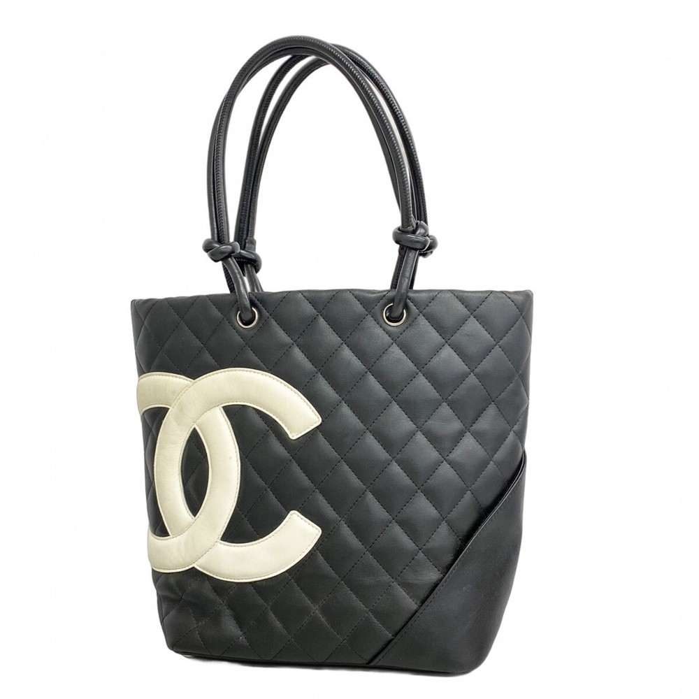 Chanel Cambon Lambskin Tote Bag White with Silver Hardware 2247
