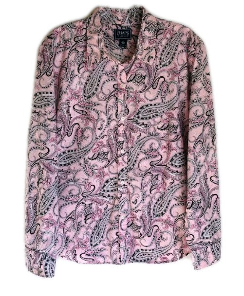 CHAPS Ralph Lauren Women's Size XL Pink Paisley Button Up Blouse Top
