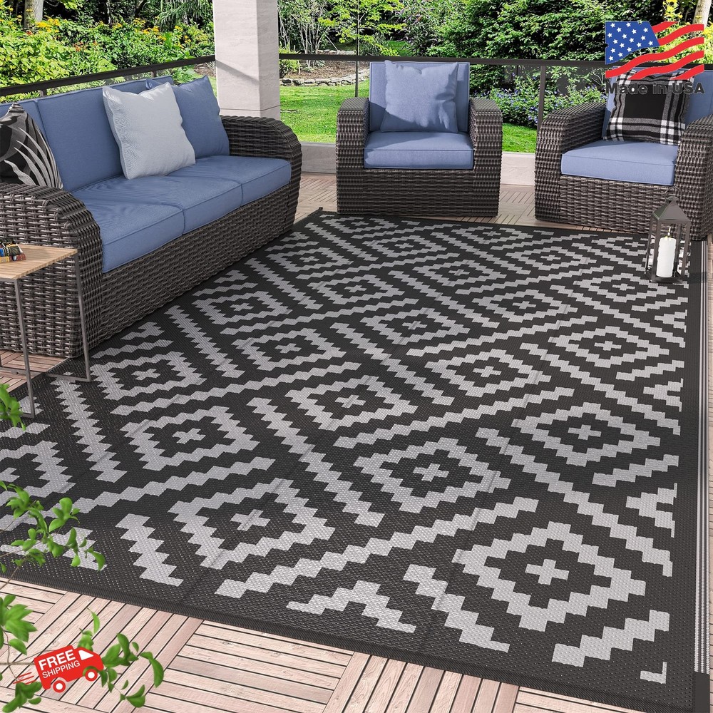 GENIMO Outdoor Rug for Patio Clearance,5'x8' Waterproof Mat,Reversible Plastic C