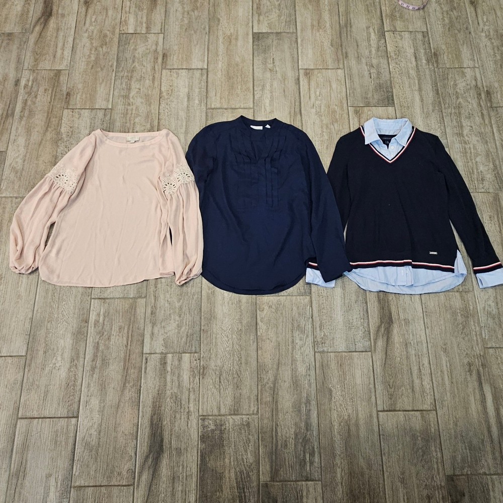 Long Sleeve Blouse Set of 3 Women Size XS Petite Office Career Preppy Classic