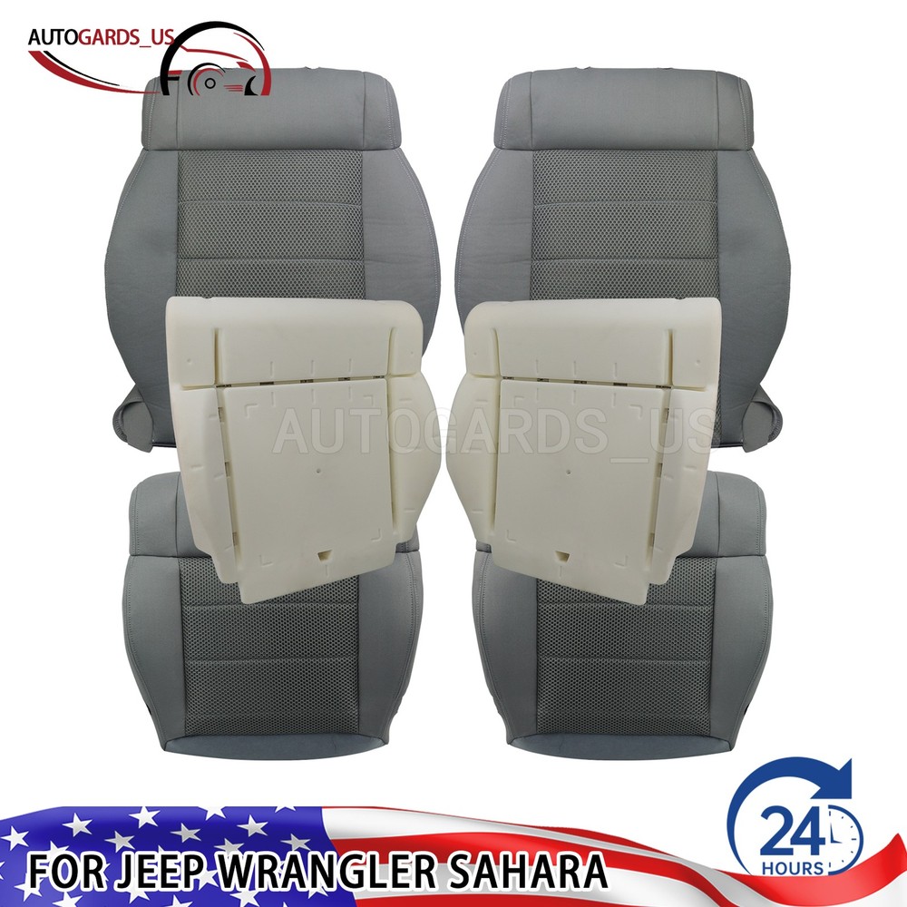 For 2008-2010 Jeep Wrangler Sahara Rubicon Front Seat Cover Gray & Foam Cushion