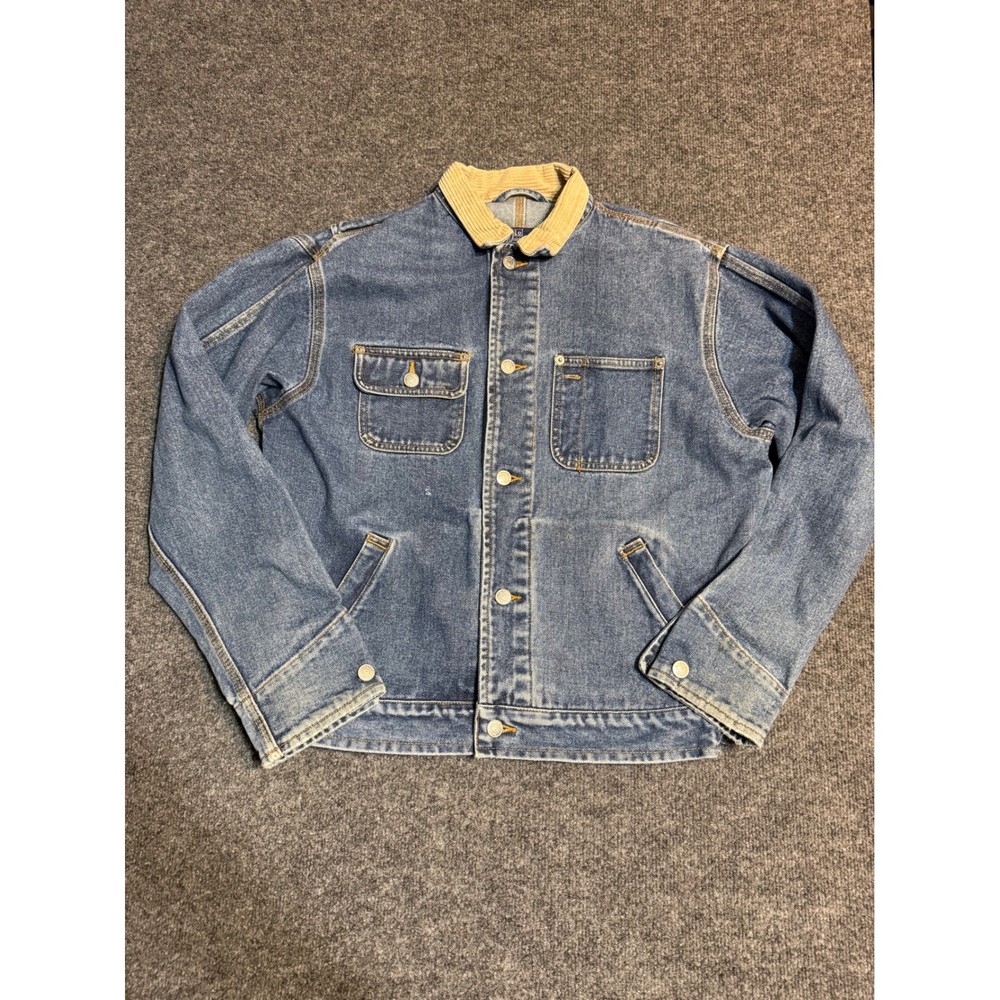 Polo Ralph Lauren Denim Trucker Jacket Mens Blue Corduroy Collar Dungaree XL