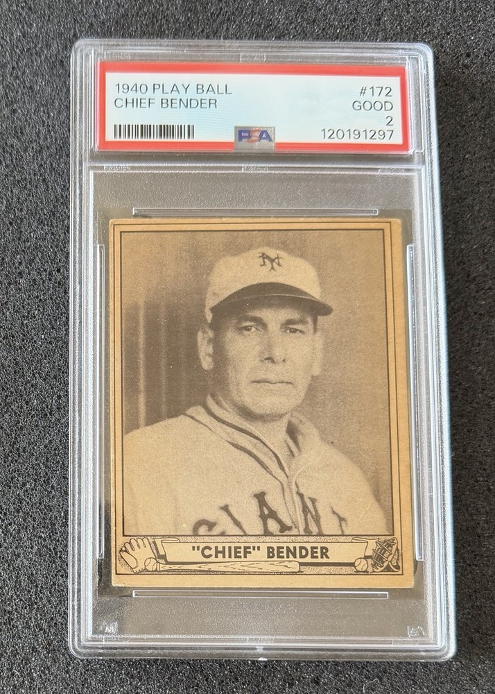 1940 Play Ball - #172 Chief Bender - PSA 2 (Newly Graded)