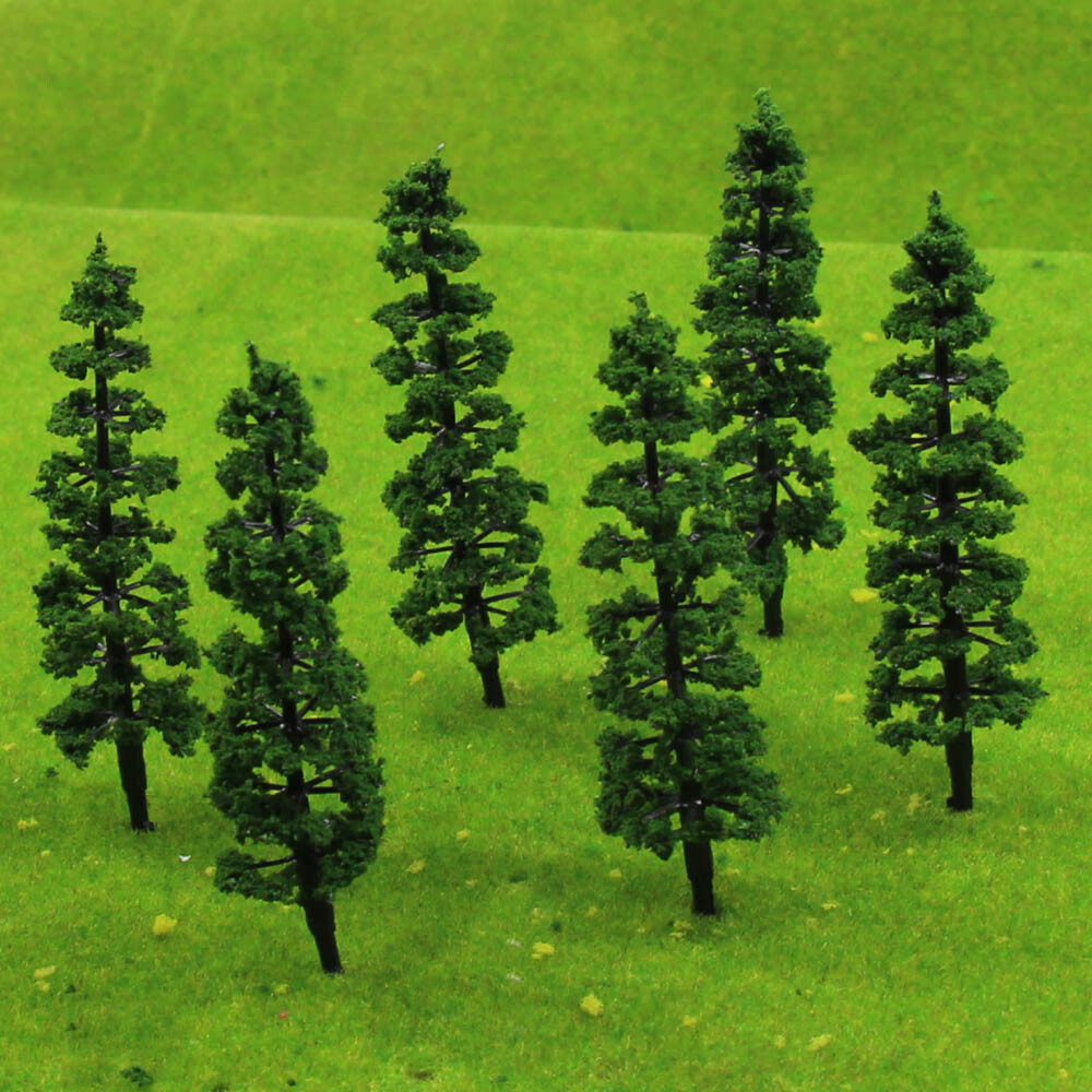 80pcs Model Railway Layout HO Scale 1:87 Tower Green Trees 70mm TC70