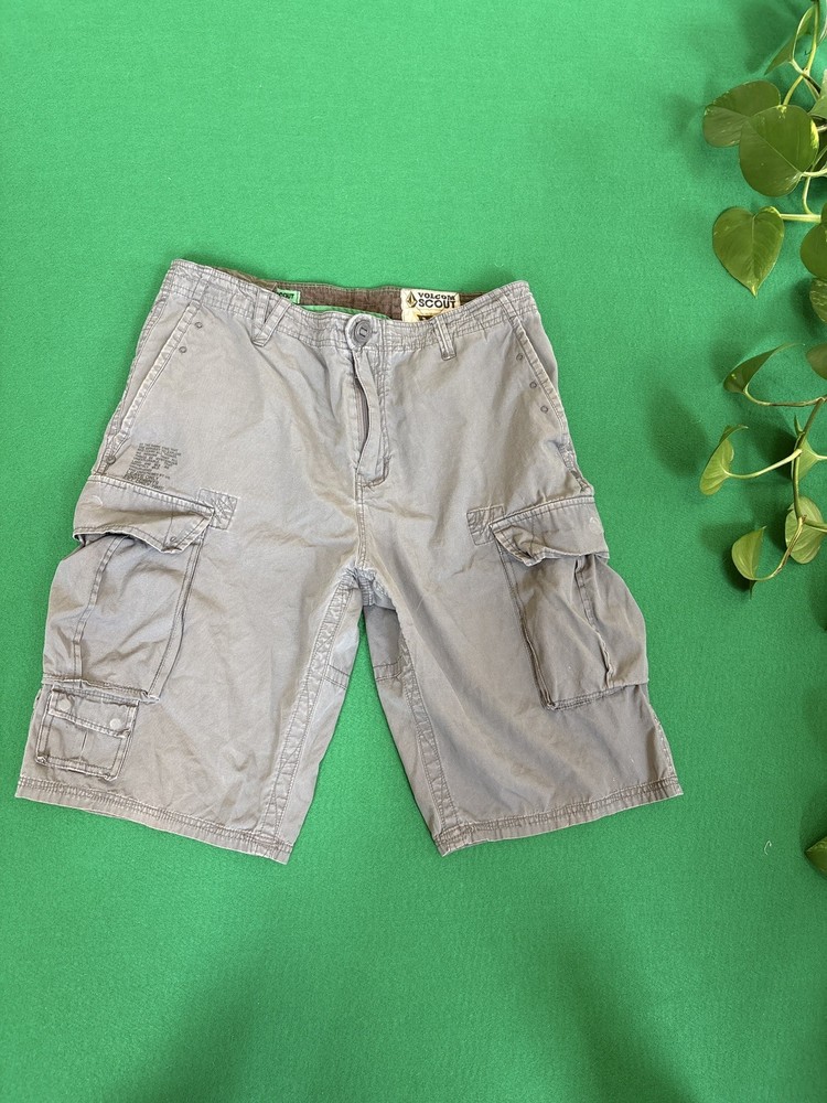 Vintage Volcom Scout Mens Cargo Shorts Gray Size 32 Skater Streetwear Grunge Y2K