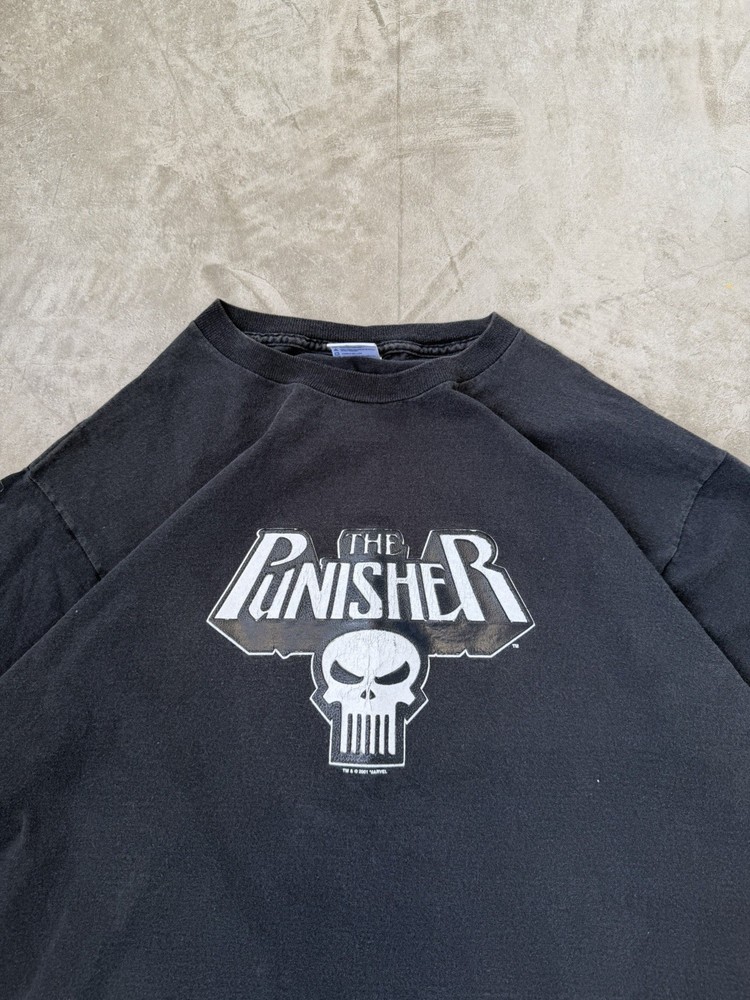 Vintage 2001 The Punisher Shirt Size Large Black Skull Marvel Villain
