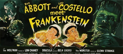 Vintage Abbott & Costello Meet Frankenstein Movie Poster 16x36 Classic Horror Comedy Film Art