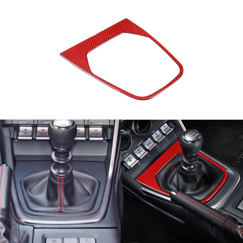 Red Carbon Fiber Center Console Gear Shift Panel Cover For Subaru BRZ GR86 22-24