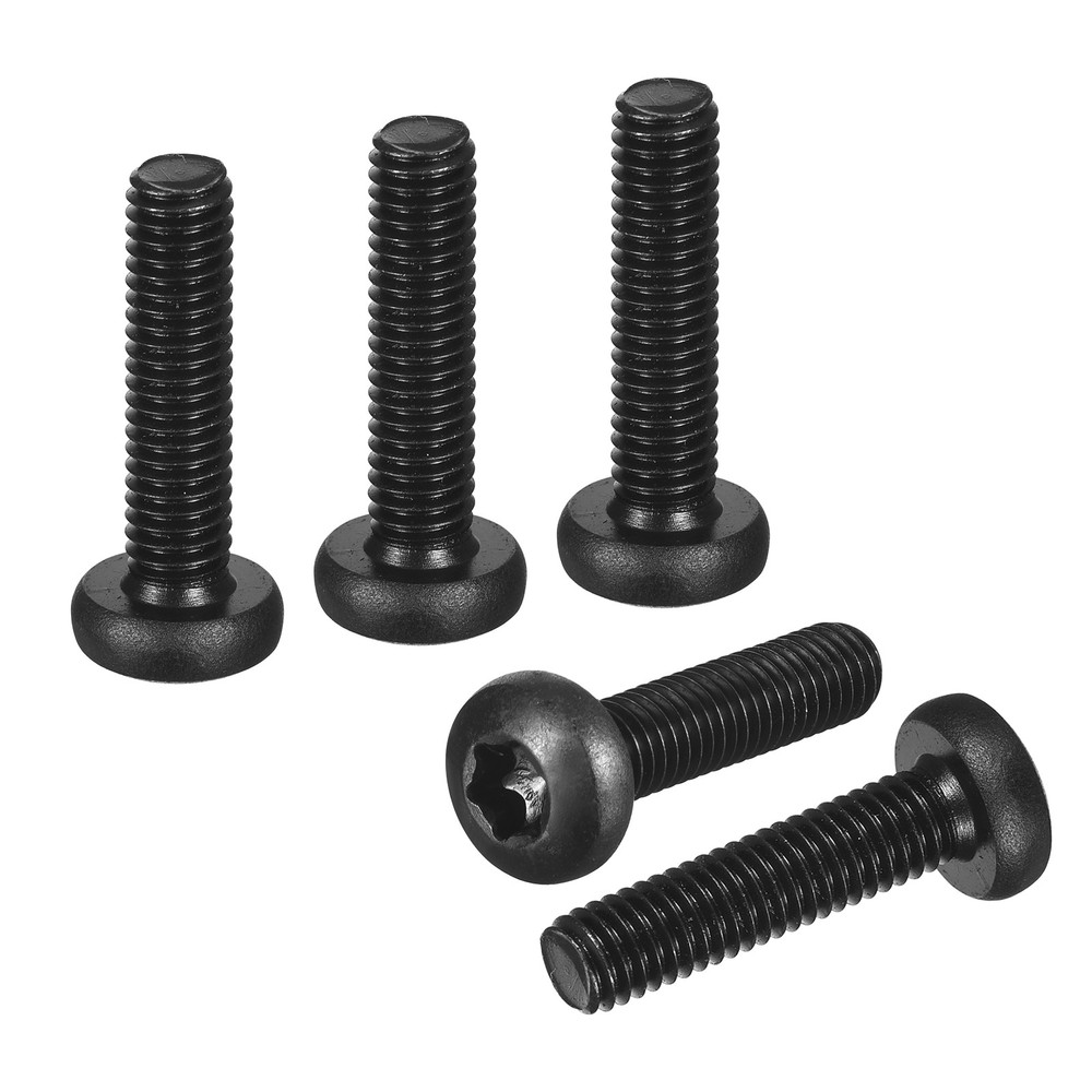 M6x25mm Pan Head Torx Security Screws - 30Pack - Carbon Steel - Black