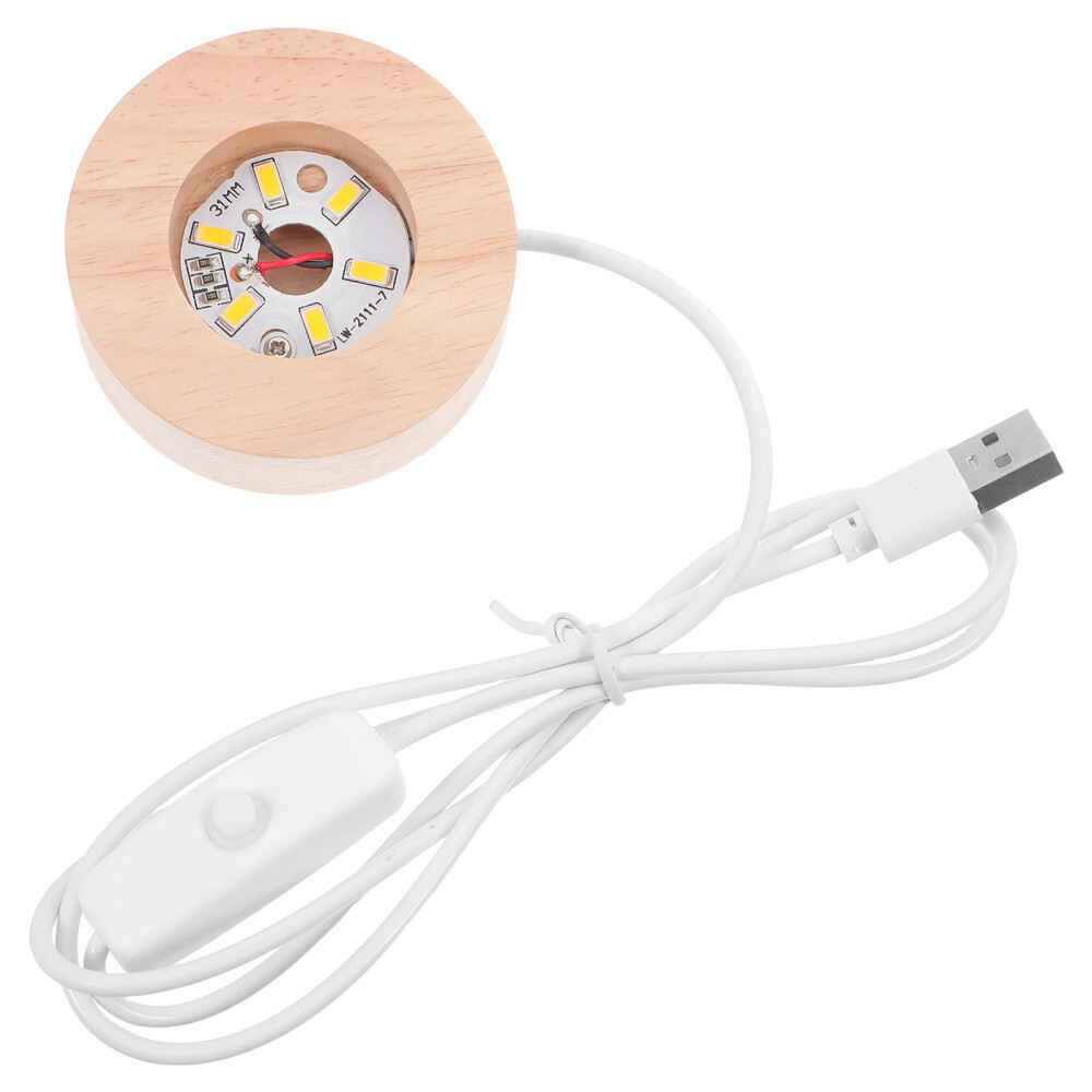 Crystal Sphere Stand with Wooden Base for Night Light Display