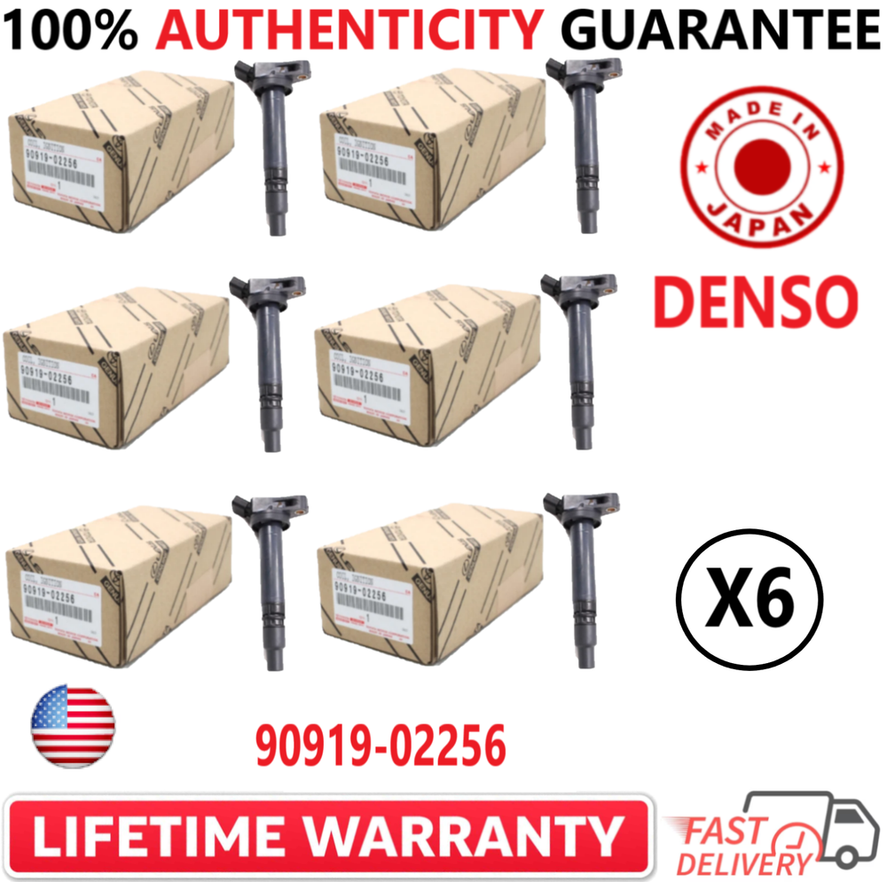 x6 OEM DENSO NEW Ignition Coils For 2005-2024 Toyota Lexus I4 V6 V8, 90919-02256