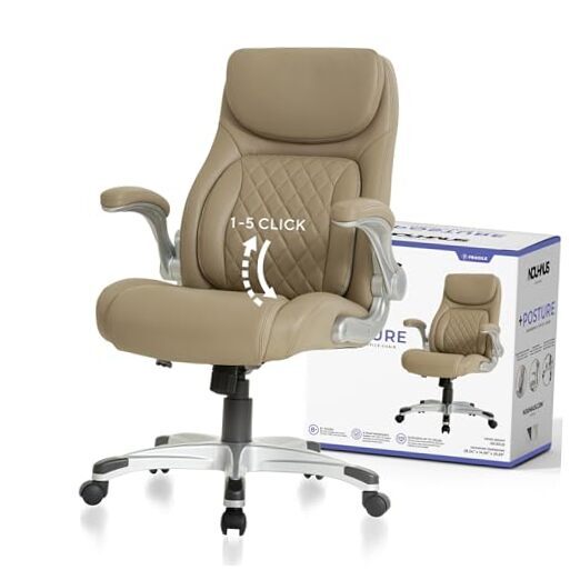 +Posture Ergonomic PU Leather Office Chair. Click5 Lumbar Support with
