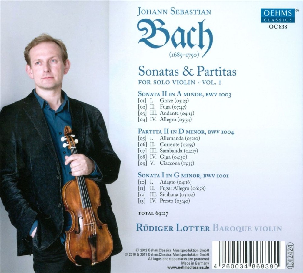 Rüdiger Lotter Bach: Sonatas & Partitas For Solo Violin, Vol. 1 New Cd