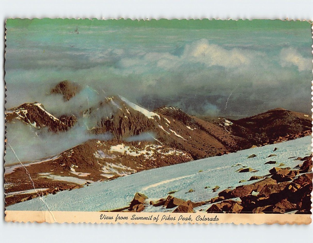 Postcard View from Summit of Pikes Peak Colorado USA