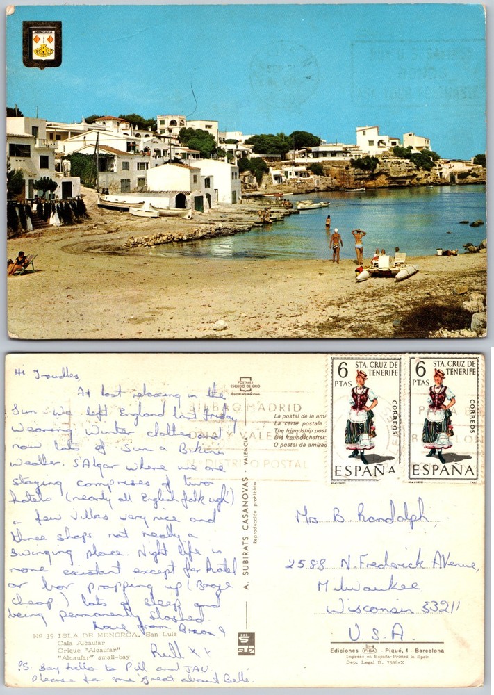 Continental Cala Figuera Spain Postcard