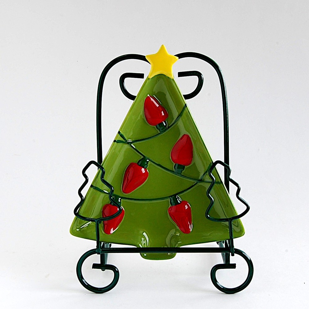 Hallmark Christmas Tree Shaped Candy Dish Ceramic Holiday Vintage Table Accent-image