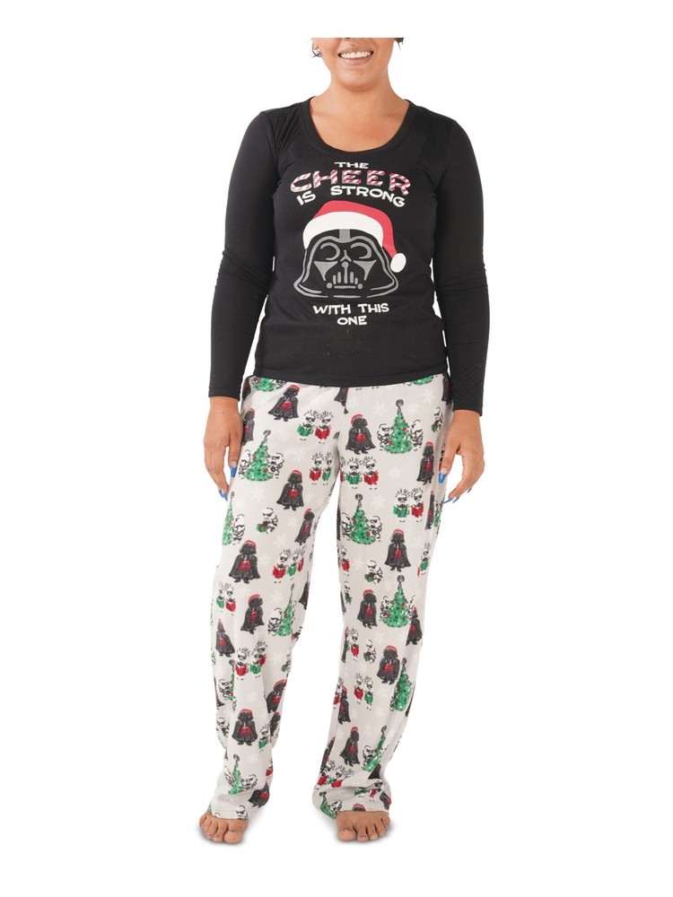 HYBRID APPAREL Womens Black Long Sleeve Top and Pants Pajamas Plus 2X