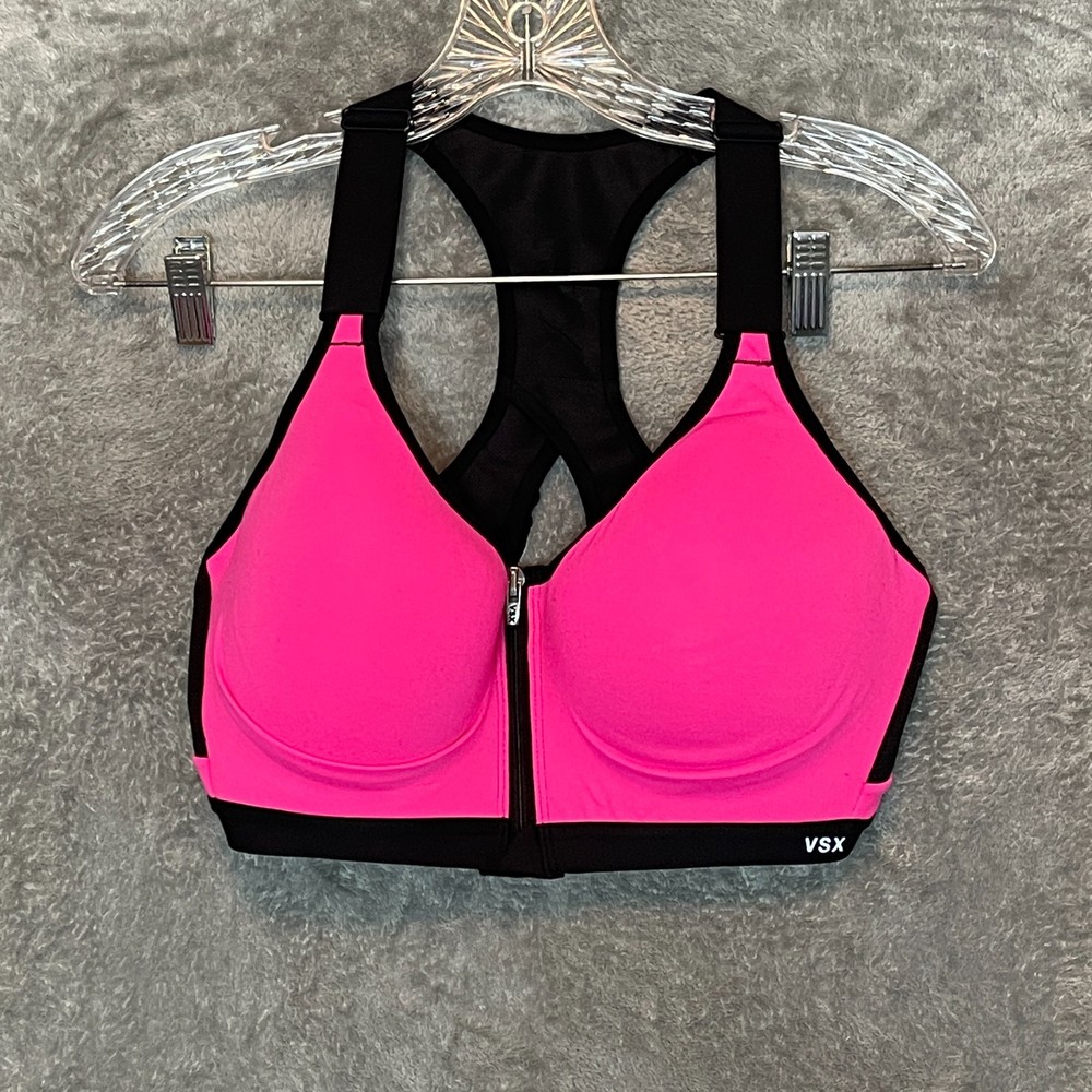 Victorias Secret VSX Front Zip High Impact Sports Bra 36DD Racerback Max Support