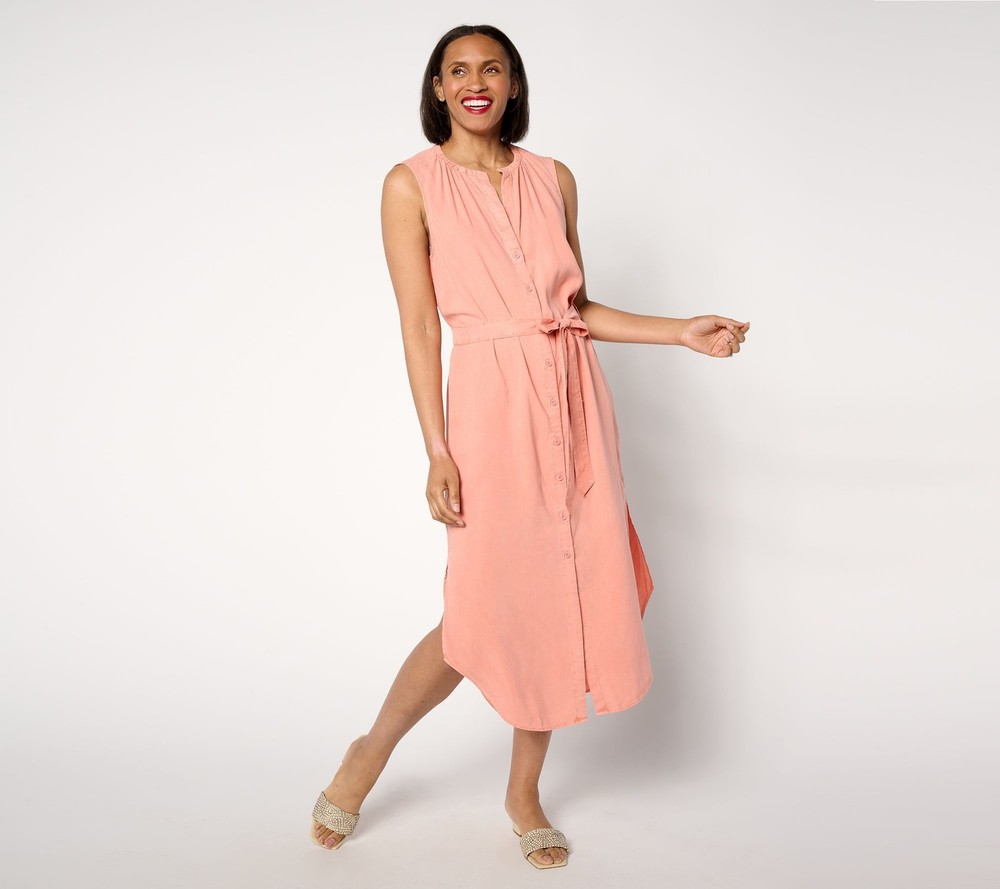 Side Stitch Women's Dress Sz L Sleeveless Tie Waist Shirt White A640301